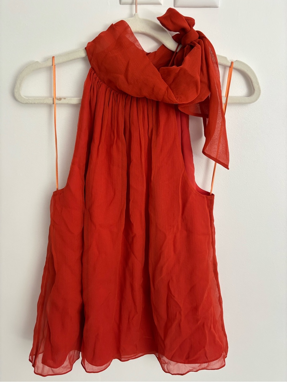 Theory Orange Chiffon Halter with Neck Tie - Picture 2 of 3